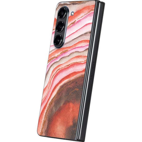 Orange Watercolor Geode Galaxy Z Fold5 5G Skin